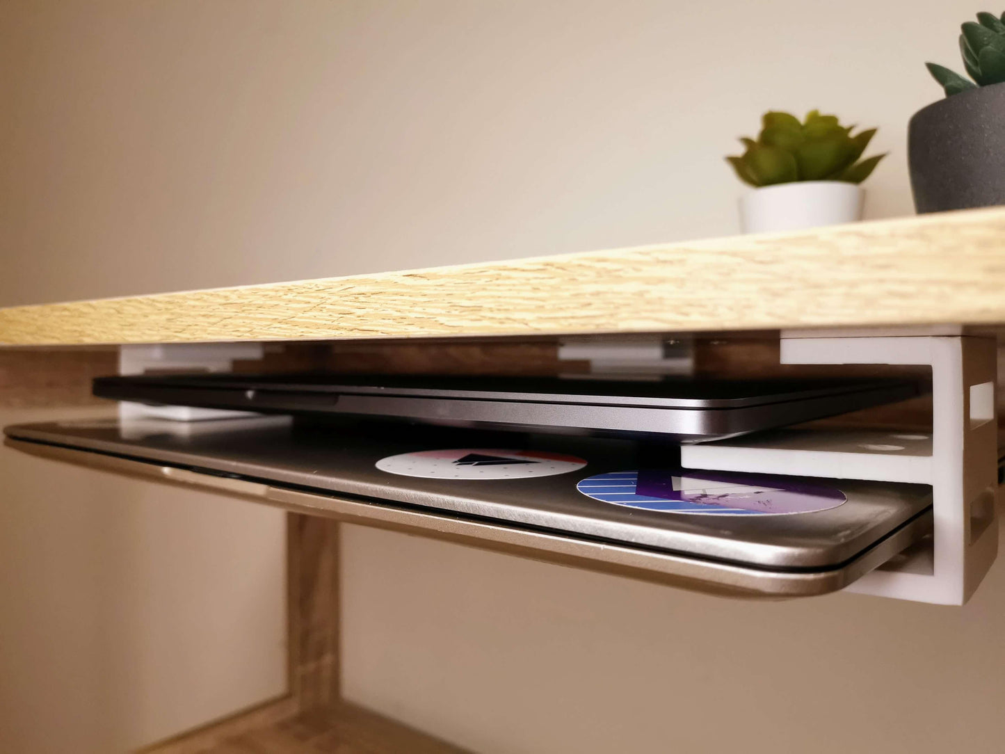 Double Laptop Holder Mount for Desk Multiple Laptop Storage