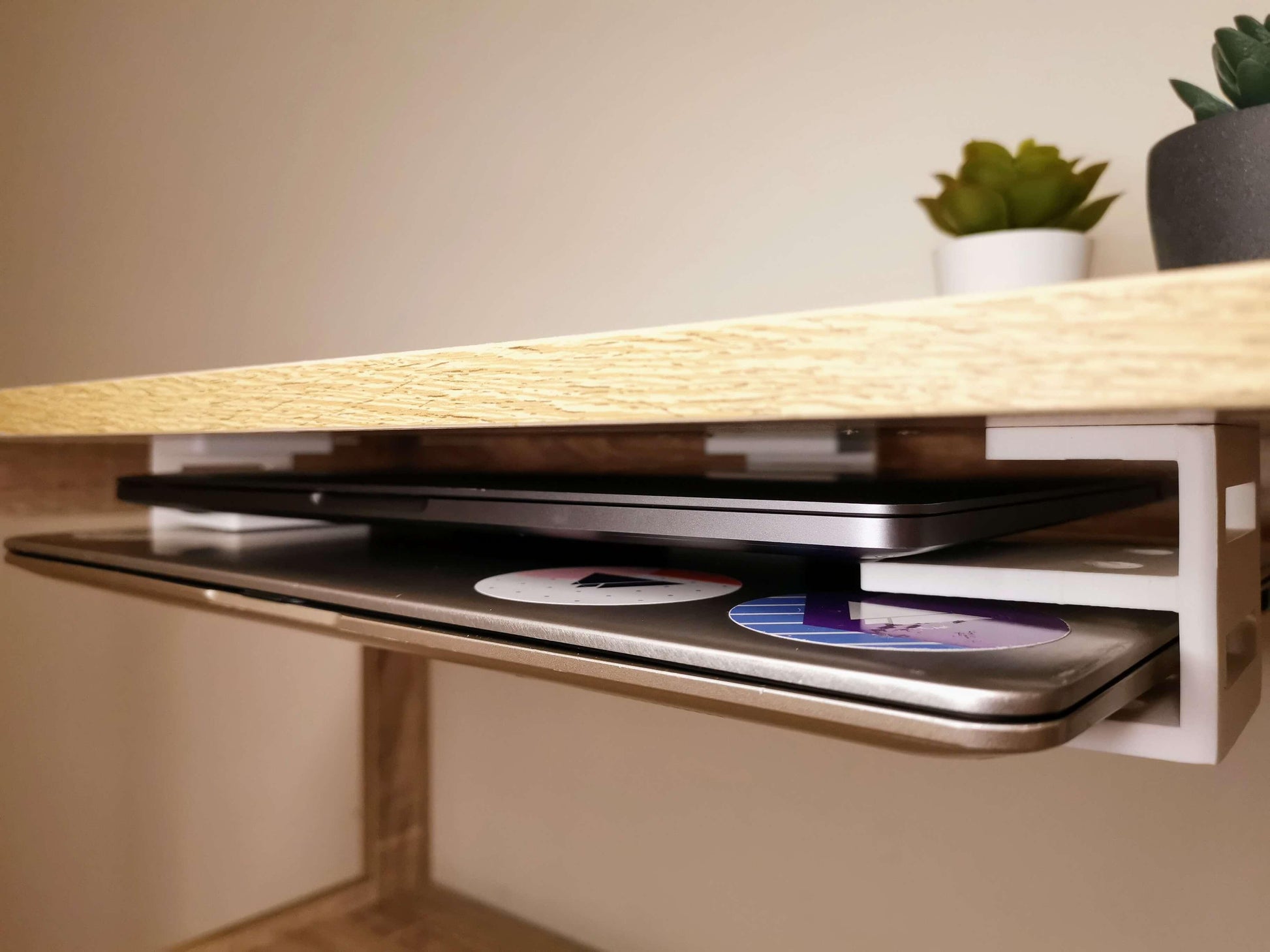 Double Laptop Holder Mount for Desk Multiple Laptop Storage