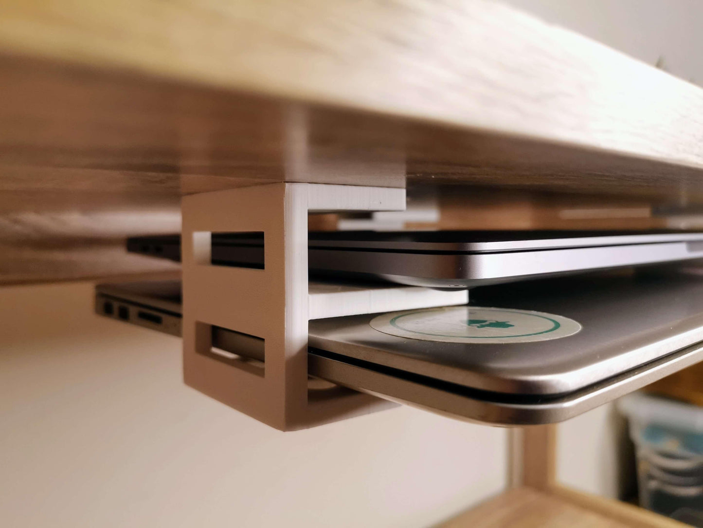 Double Laptop Holder Mount for Desk White